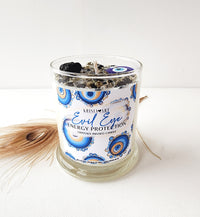 EVIL EYE PROTECTION candle for negative energy removal with Clear Quartz and Black Tourmaline