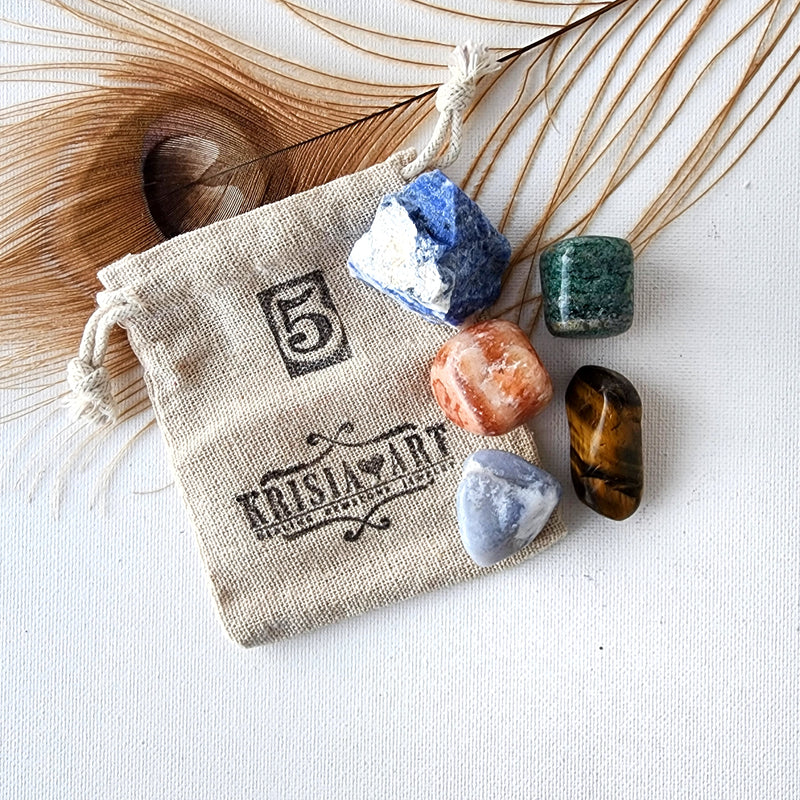 Life path NUMBER 5 healing crystals, Numerology crystal set to manifest change, courage, resilience