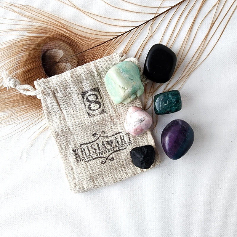 Life path NUMBER 8 healing crystals, Numerology crystal set to manifest clear communication and self-expression, and personal power