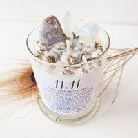 11:11 ANGEL NUMBER CANDLE with crystals & angel message for manifestation
