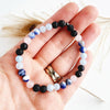 COMMUNICATION intention bracelet for clear expression, harmony, understanding, calming anxiety when speaking in public - Rose Quartz, Sodalite, Aquamaine, Black Lava Stone / 6mm