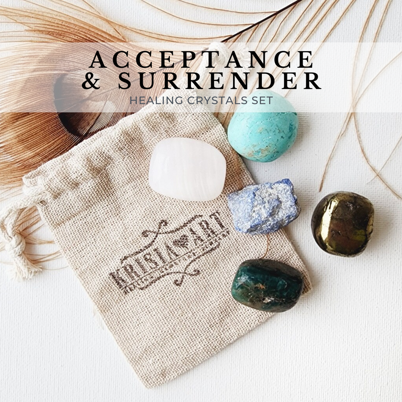 ACCEPTANCE & SURRENDER crystals set for calming, comforting, letting go, self-discovery