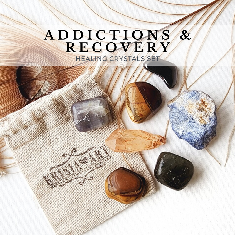 ADDICTIONS & RECOVERY crystal set for emotional, mental, spiritual, physical dependency recovery and healing