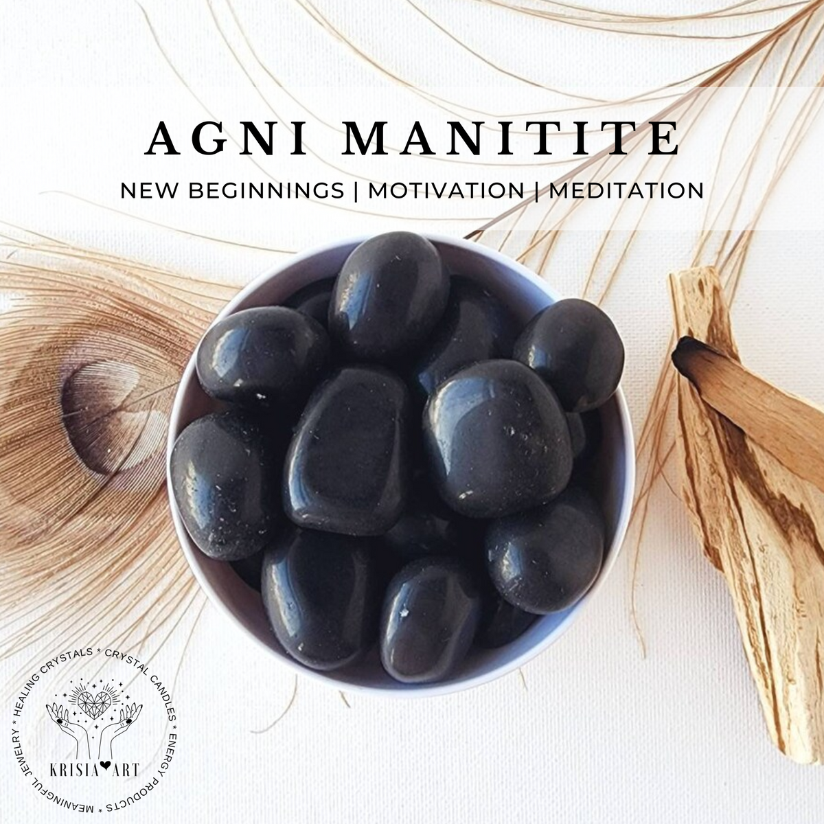 AGNI MANITITE tumbled crystal for new beginnings, motivation, reiki healing, solar plexus chakra meditation