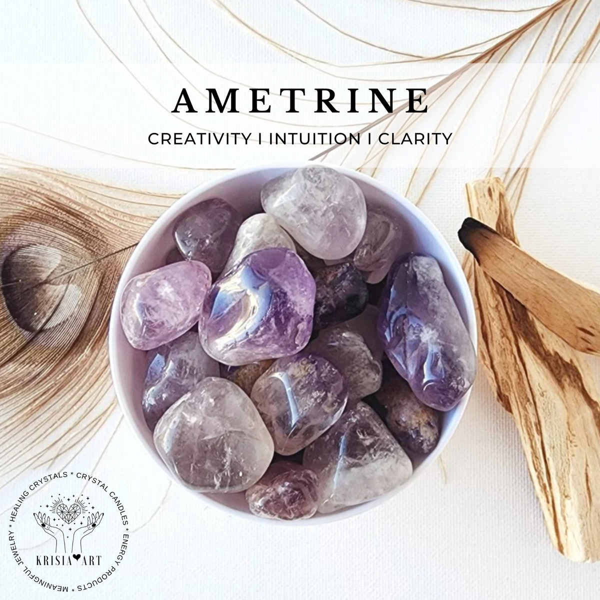 AMETRINE tumbled stone for creativity, intuition, clarity, reiki healing solar plexus & third eye chakra meditation