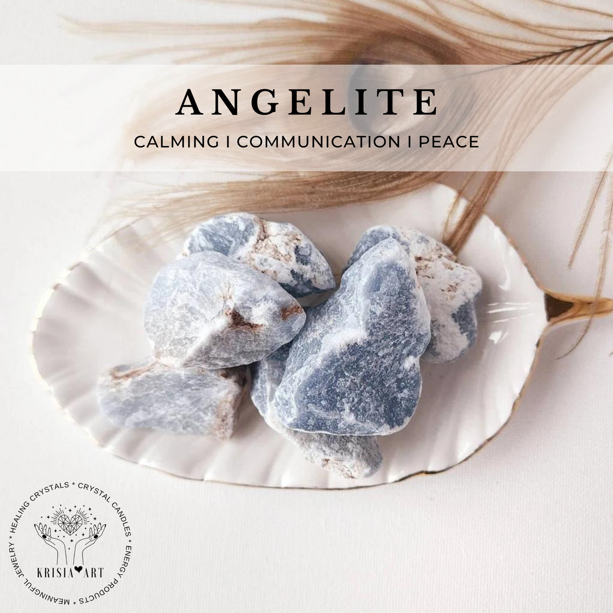 ANGELITE raw crystal for calming, communication, peace reiki healing throat chakra meditation