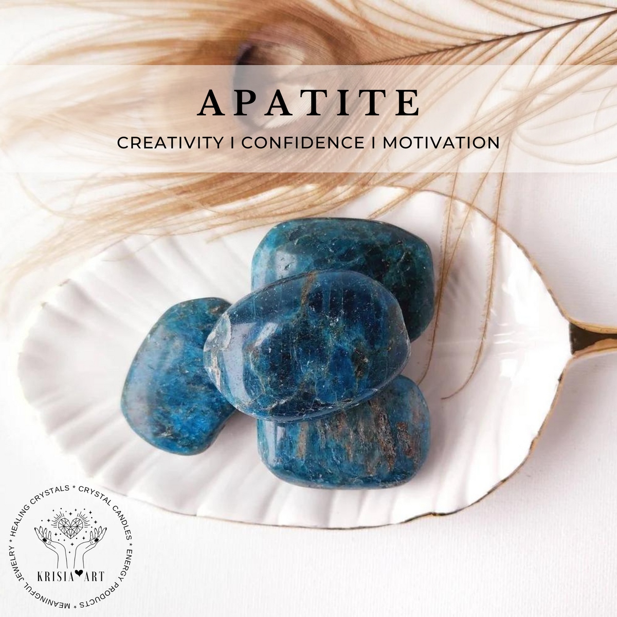 Blue APATITE palm stone tumbled crystal for creativity, confidence, motivation reiki healing throat chakra meditation