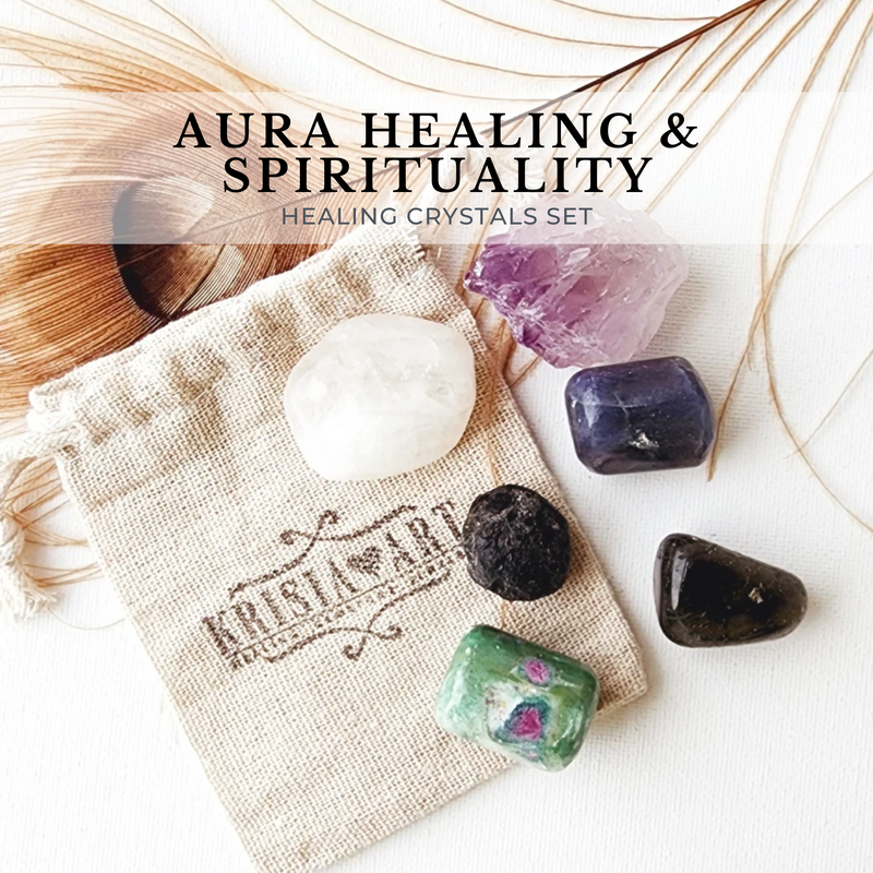 AURA HEALING & SPIRITUALITY crystals set for meditation, purification, negative energy cleansing, calming