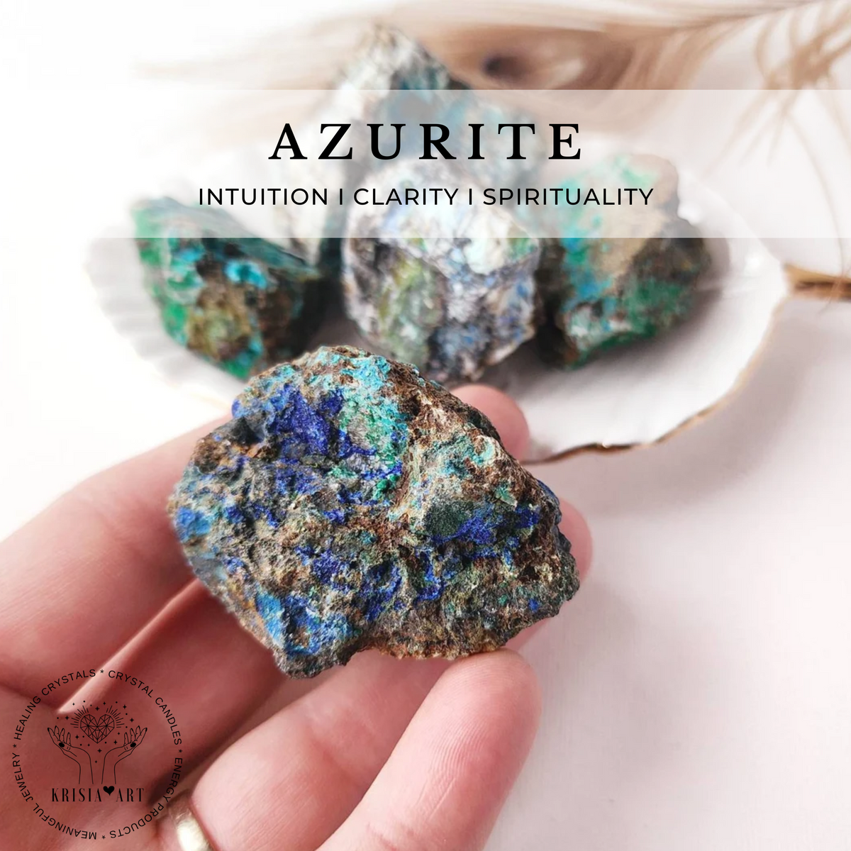 AZURITE raw crystal for intuition, clarity, spirituality reiki healing third eye chakra meditation
