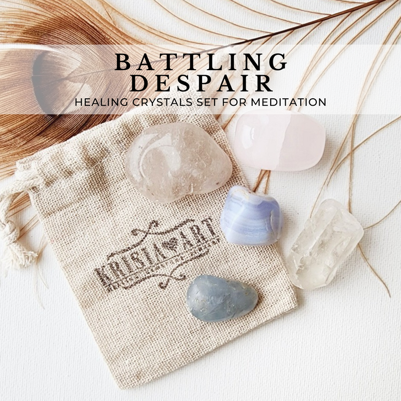 BATTLING DESPAIR crystal set for feeling better, bringing strength, hope, peace, happiness & motivation to move on
