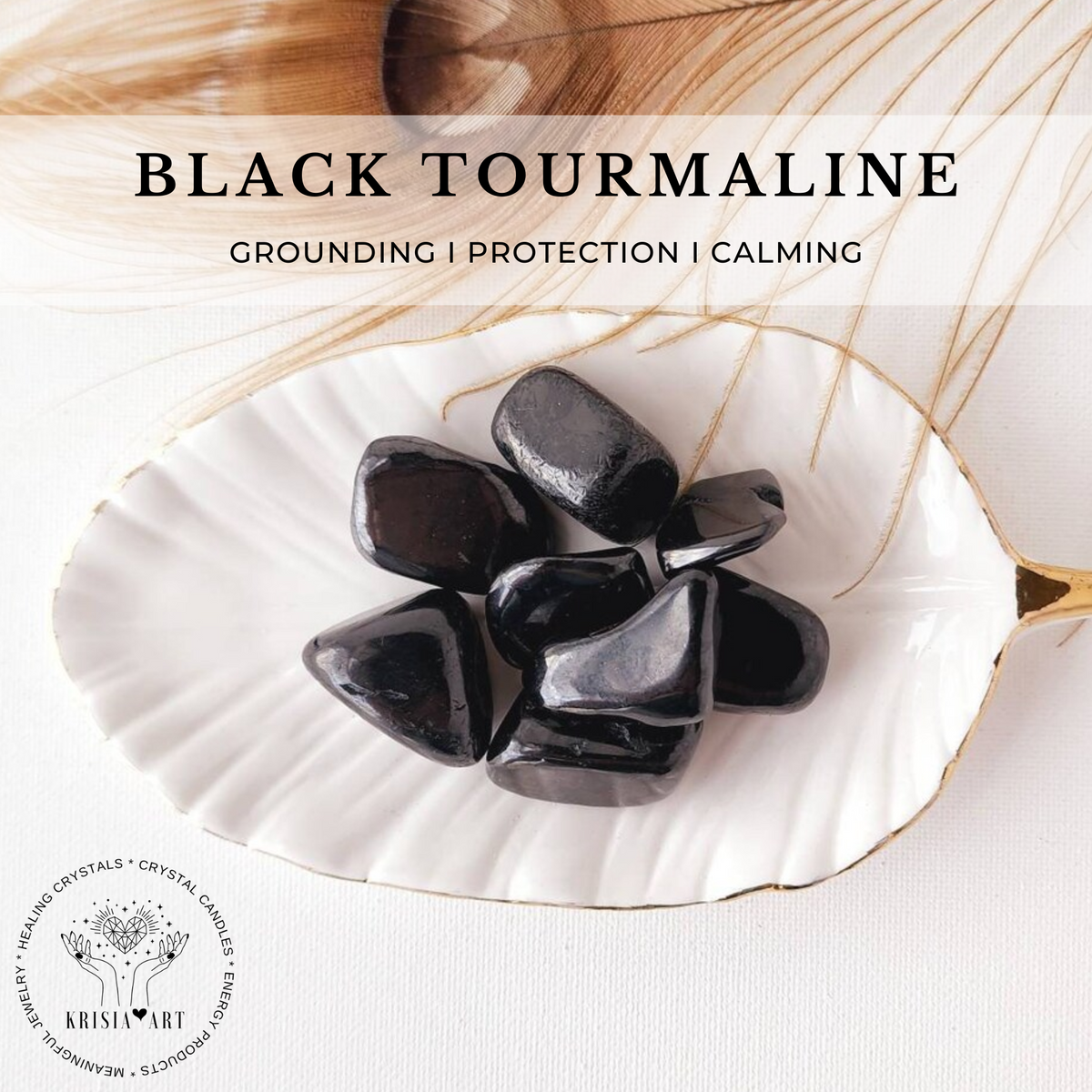 BLACK TOURMALINE tumbled crystal for grounding, protection, calming reiki healing root chakra meditation