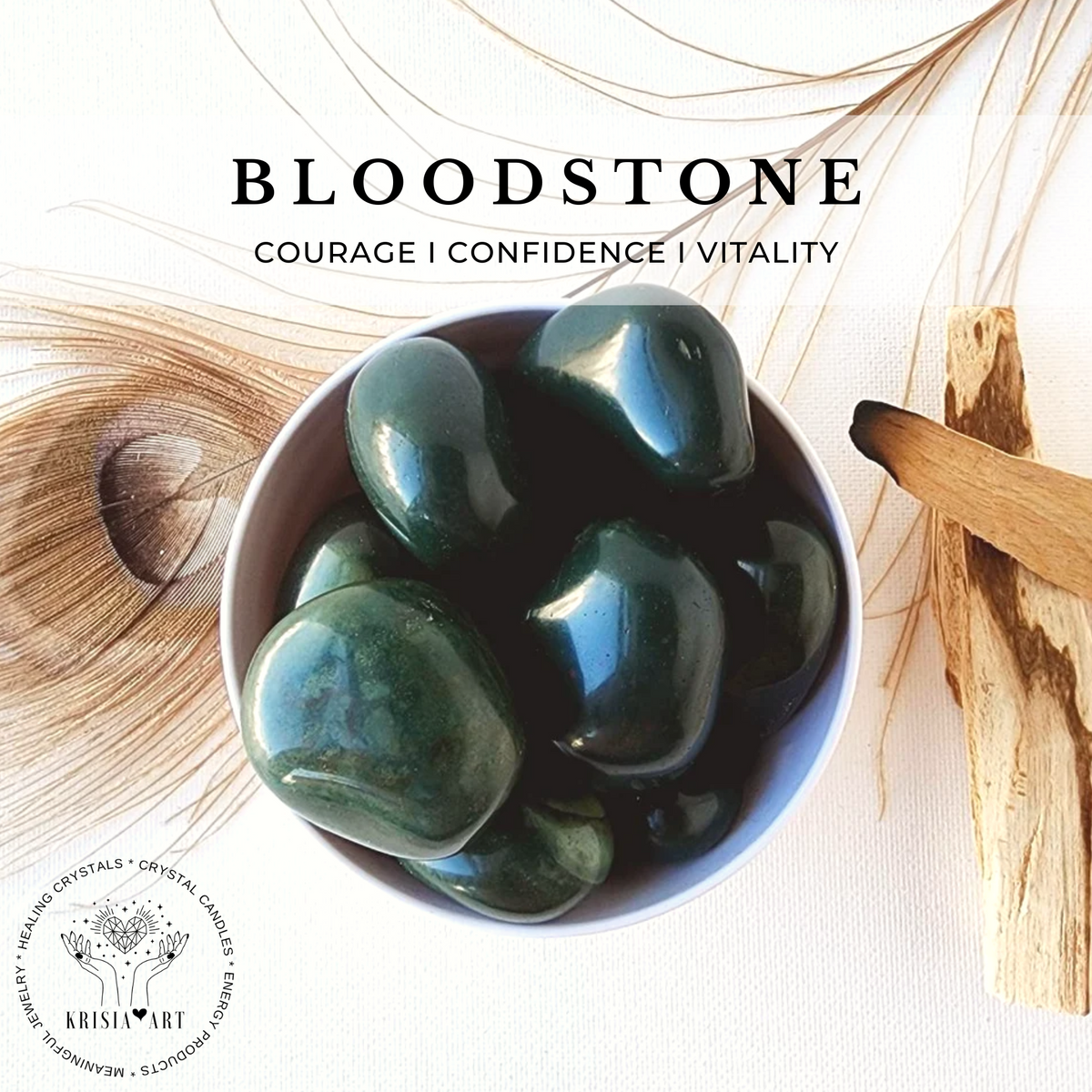 BLOODSTONE tumbled crystal for courage, vitality, confidence reiki healing root chakra meditation
