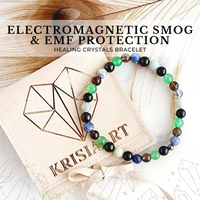 ELECTROMAGNETIC SMOG & EMF Shield intention bracelet for protection - Green Aventurine, Smoky Quartz, Sodalite, Black Tourmaline, Shungite, Amazonite / 6mm