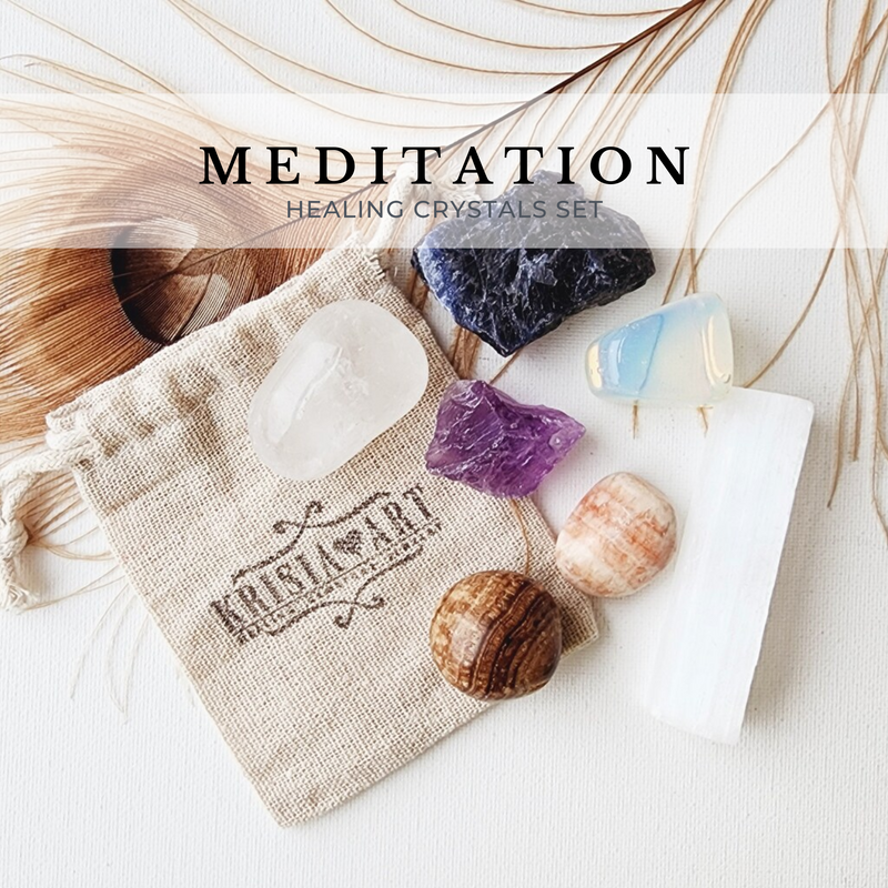 MEDITATION crystals set for connecting with your higher self, peace, tranquility, spiritual transformation