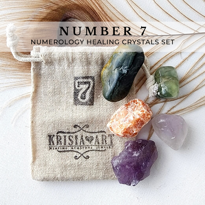 Life path NUMBER 7 healing crystals, Numerology crystal set to manifest psychic abilities, focus, and balance