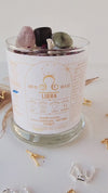 LIBRA zodiac candle with healing crystals and constellation astrology charm