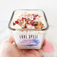 LOVE SPELL crystal candle for attracting love, romance, sexuality. Intimacy ritual candle for finding The One