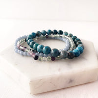 FOCUS & LEARNING concentration intention bracelet set for exam success, studying aid, college student gift - Fluorite, Apatite, Hematite, Angelite
