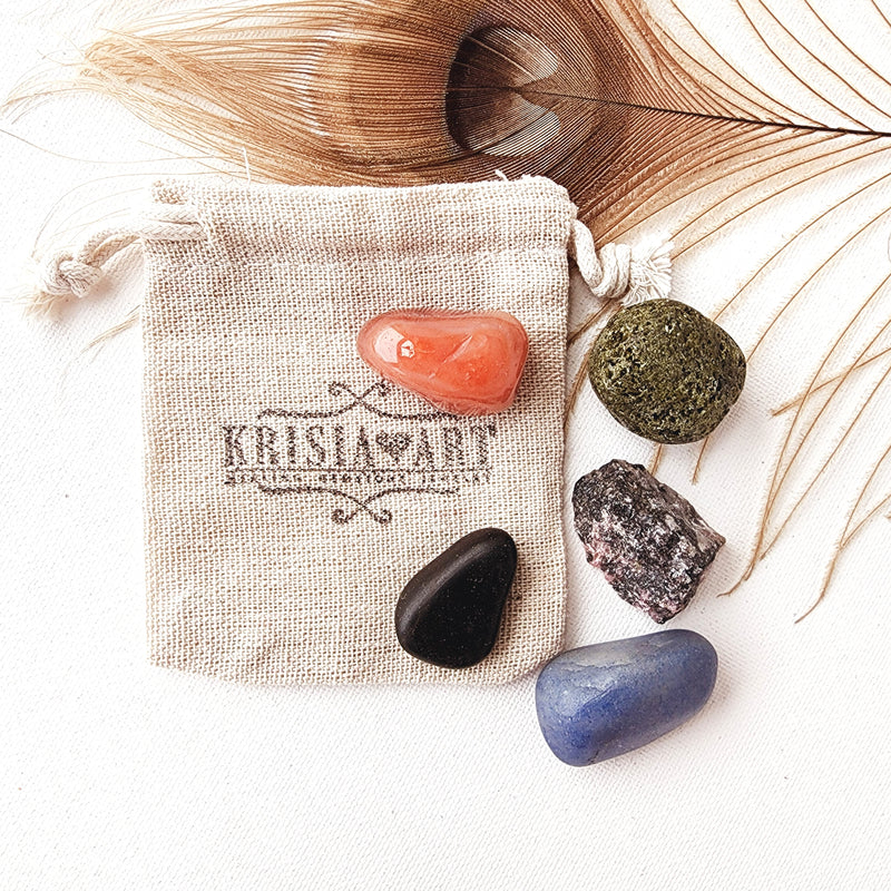 RESENTMENT & LETTING GO of relationship, attract love crystal collection for calming and negative energy release. Epidote, Blue Aventurine, Rhodonite, Black Tourmaline, Carnelian.