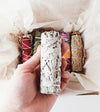 VARIETY PACK 5x Smudge sticks bundle kit for smudging, purification, cleansing, negative energy removal and protection with Selenite & Palo Santo