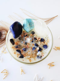 SAGITTARIUS zodiac candle with healing crystals and constellation astrology charm