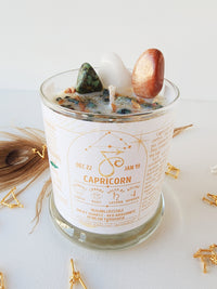 CAPRICORN zodiac candle with healing crystals and constellation astrology charm