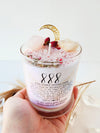 888 ANGEL NUMBER CANDLE with crystals & angel message