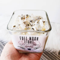 FULL MOON candle for cleansing, recharging, manifestation and meditation with Moonstone & Selenite