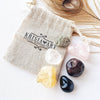 MANIFESTATION crystal set for attracting happiness, love, wealth, abundance. Clear quartz, Garnet, Citrine, Pyrite, Onyx, Rose quartz