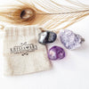 ADHD attention & focus crystal set for concentration, calming exam anxiety and balance. Amethyst, Hematite, Lepidolite 