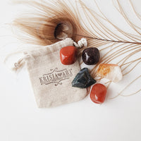 Zodiac sign ARIES crystal set - March 21 - April 19 - horoscope astrology healing crystals - Red Garnet, Citrine, Carnelian, Bloodstone, and Red Jasper