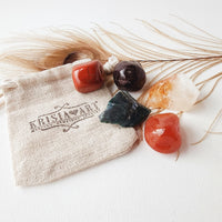 Zodiac sign ARIES crystal set - March 21 - April 19 - horoscope astrology healing crystals - Red Garnet, Citrine, Carnelian, Bloodstone, and Red Jasper