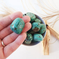 CHRYSOCOLLA tumbled stone for calming, confidence, compassion