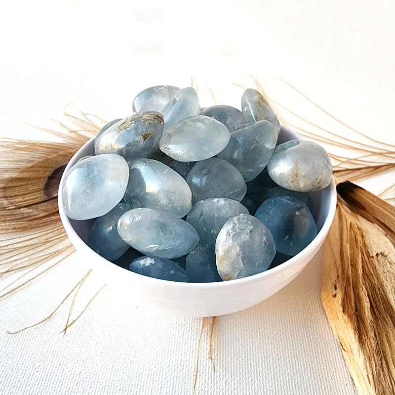 CELESTITE tumbled stone for mental clarity, intuition, inner peace