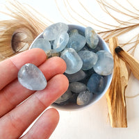 CELESTITE tumbled stone for mental clarity, intuition, inner peace