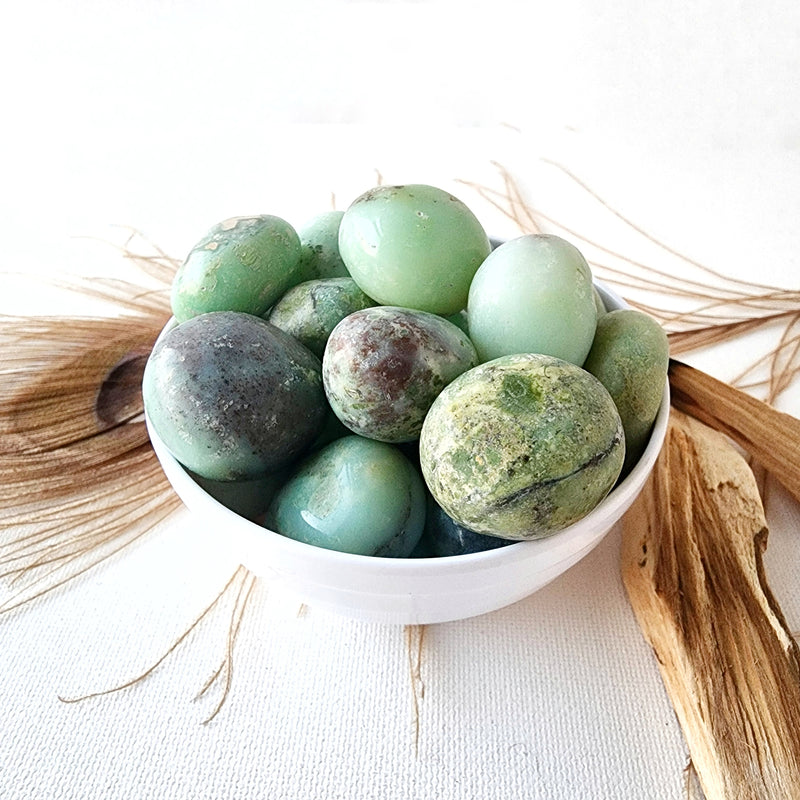 CHRYSOPRASE tumbled stone for calming stress, self-love, compassion