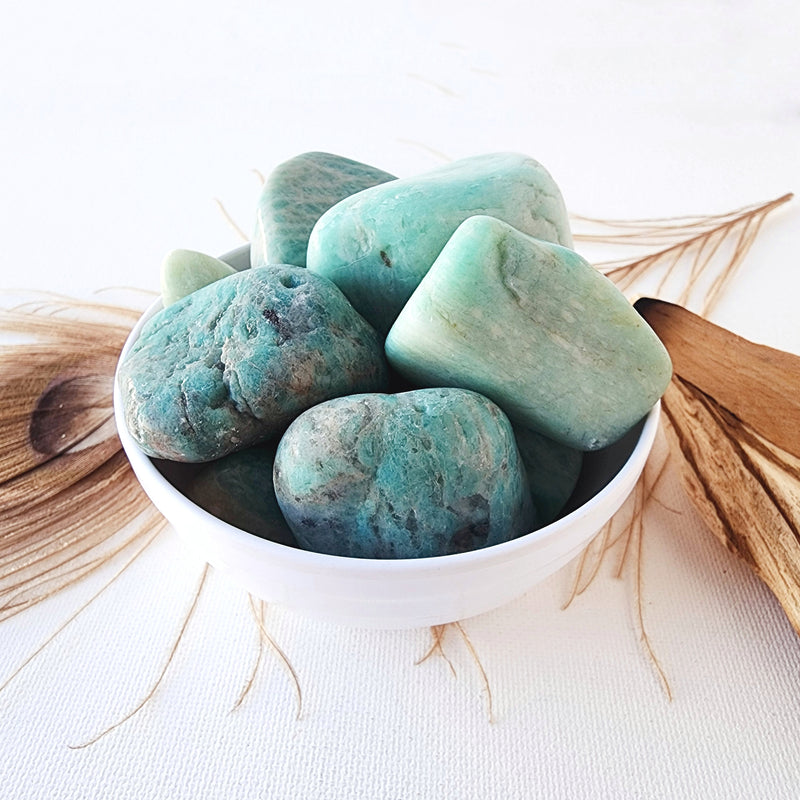 AMAZONITE tumbled stone for soothing, calming, balance