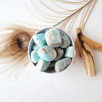 BLUE ARAGONITE tumbled crystal for calming, sooting, optimism reiki healing throat, third eye & crown chakra meditation