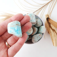 BLUE ARAGONITE tumbled crystal for calming, sooting, optimism reiki healing throat, third eye & crown chakra meditation