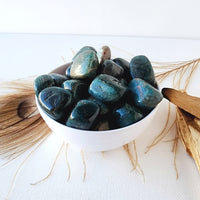 Blue APATITE tumbled stone for creativity, confidence, motivation reiki healing throat chakra meditation
