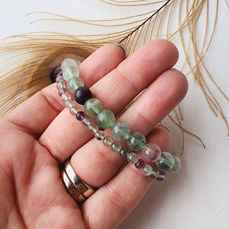 RAINBOW FLUORITE healing crystal bracelet 4mm