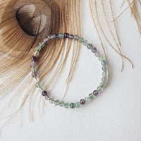 RAINBOW FLUORITE healing crystal bracelet 4mm