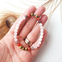 FERTILITY intention bracelet for getting pregnant, infertility, ivf, miscarriage support - Rose Quartz, Unakite, Moonstone, Carnelian, Botswana Agate/ 6mm