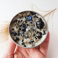 EVIL EYE PROTECTION candle for negative energy removal with Clear Quartz and Black Tourmaline