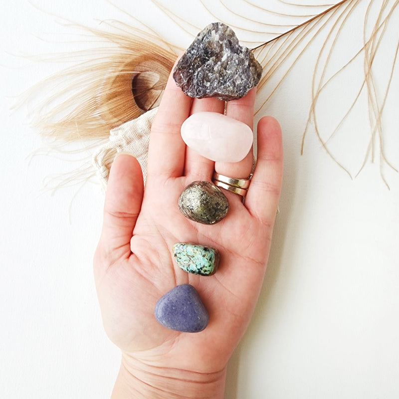 BULLYING SUPPORT crystals set for protection, comfort, calming stress & anxiety