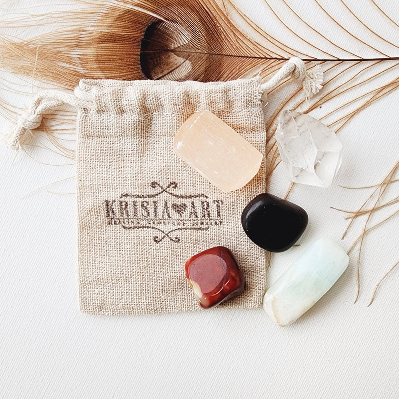 CLEANSING & PURIFICATION healing crystals set for removing negative energy, meditation and home protection