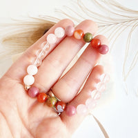 FERTILITY intention bracelet for getting pregnant, infertility, ivf, miscarriage support - Rose Quartz, Unakite, Carnelian, Rhodonite, Clear Quartz  / 8mm