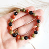 GROUNDING intention bracelet for balance & inner peace, connection to earth energy, stability, resilience, strength - Black Tourmaline, Red Jasper, Unakite / 8mm