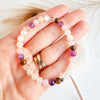 HAPPINESS intention bracelet for attracting joy, love, pleasure, manifesting happy life - Pink Opal, Tiger's Eye, Moonstone, Amethyst, Rose Quartz, Clear Quartz / 6mm