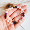 HAPPINESS intention bracelet for attracting joy, love, pleasure, manifesting happy life - Pink Opal, Tiger's Eye, Amethyst, Rose Quartz, Clear Quartz / 8mm